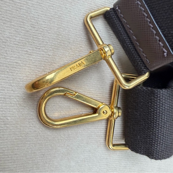 Prada Canapa Tote Chocolate Brown & Ivory Stripes w Strap + Dust Bags - Picture 14 of 17